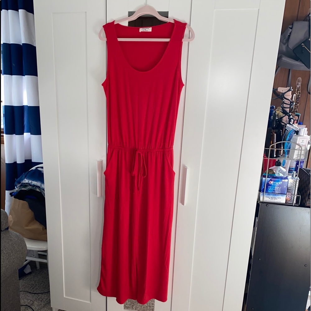Red, Cotton Jumpsuit